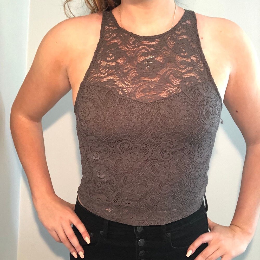 Gray American Eagle crop top
